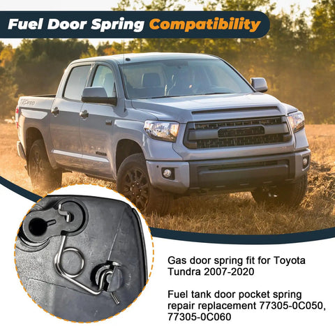 Toyota Tundra Fuel Door Spring Replacement Stainless Steel Gas Door Spring For 2007-2020 Tundra Smooth Close Fuel Tank Door Pocket Spring Fits 77305-0C050 77305-0C060 Easy DIY Repair shown with parts diagram and vehicle image