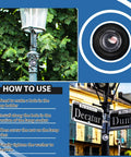 Dusk To Dawn Sensor For Outdoor Lighting 120 To 277V Photoelectric Switch on post, close-up, and instruction steps.