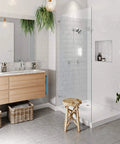 Modern bathroom with Slim Line 2 Universal Shower Filter With Chlorgon Filtration For Cleaner Water In Chrome Finish installed