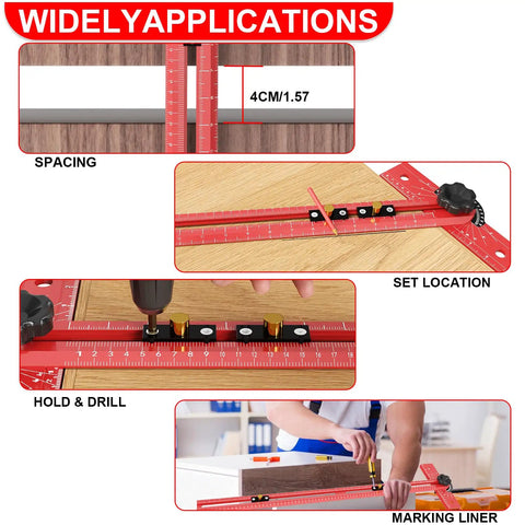 No Fuss Heavy Duty 29 Inch Woodworking T Square With Adjustable 15 To 165 Degree Angle, Solid Aluminum Layout Tool for accurate spacing and marking.