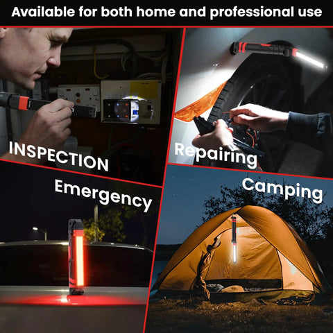Rechargeable Magnetic LED Work Light 2500mAh Folding Flashlight For Mechanics used for inspection, repair, emergency, and camping.