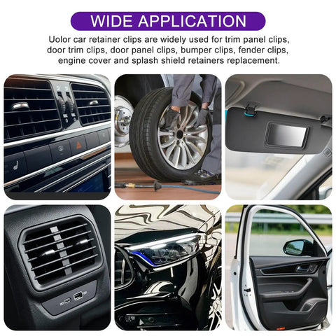 Applications of 335 Piece Bumper Retainer Clips And Push Pin Rivets Kit With Upgraded T Style Zip Ties for car trim and panels.