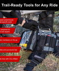 Compact Must Have Trail Saver Tool Kit With Fanny Pack or Tri Fold Case in use on rugged trail