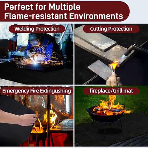 2 Pack 11x14 Inch Welding Blanket, 5mm Thick Fireproof Carbon Felt Heat Shield used for welding, cutting, fire extinguishing, and grill mat.