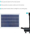Grade A 132 GPH Solar Fountain Pump And Panel Kit with solar panel and pump, showing solar panel with ground spike.
