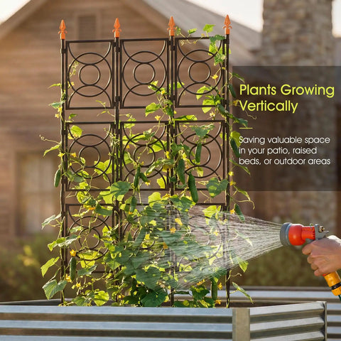Heavy Duty Outdoor Garden Trellis For Climbing Plants 2 By 6.2 Ft Tall 24 Rib Steel Frame With Plastic Coating Supports growing plants