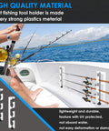Horizontal Fishing Rod Holder Wall Mount Rack For Boat And Garage White Plastic Poles Storage Dual Pack shown installed on a boat deck.