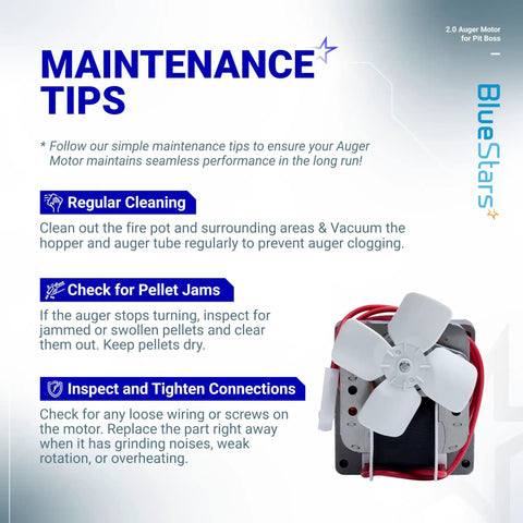 Maintenance tips for Upgraded 2.0 RPM Universal Grillin Auger Motor Replacement For Wood Pellet Smokers Fits Pit Boss Traeger Camp Chef Z Grills Nexgrill
