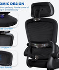 Ergonomic Office Chair With Adjustable Headrest And Lumbar Support, Breathable Mesh Back, Flip Up Armrests, Black Durable Design