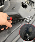 Heavy Duty Carbon Steel Panel Clip Pliers For Automotive Door Trim And Upholstery Removal, removing fasteners from interior panel.