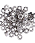 50 Piece Flange Nut Fastener Set In Stainless Steel A2-70 DIN 1587 With Serrated Flange Lock Nuts For Secure M12 Bolts And M6 Maintenance