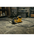 Top Shelf 20V Max Transfer Pump Kit delivers smooth HVAC and refrigerant flow at 10 gallons per minute in tool storage area.