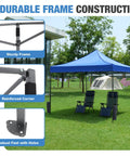 10x10 Foot Pop Up Canopy Tent No Fuss Setup Heavy Duty Sun Shade Shelter With Sand Bags Portable Instant Canopy For Camping Beach Backyard Patio Classic Blue set up in a grassy area with tents and chairs.