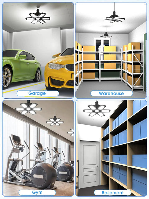 8 Pack LED Garage Light 180W 18000LM 6500K Beast Mode Bright Daylight Shop Ceiling Lights With 6 Adjustable Panels E26 E27
