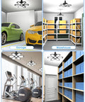 Hella Bright 180W LED Garage Light With 6 Adjustable Panels, 18000 Lumens, 6500K Daylight installed in various spaces
