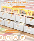 Twin Size Loft Bed With LED Lights And 8 PU Fabric Storage Drawers, house-shaped metal bed with open bookcase visible.
