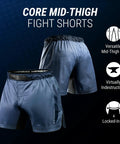 Core Mid Thigh Fight Shorts For NoGi JiuJitsu Blue Medium Freedom Of Movement With Higher Cut And Side Slits Built Tough For Rugged Training