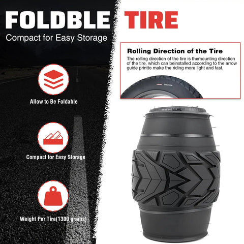 Fat Bike Tire 26x4.0 Inch Heavy-Duty Anti-Slip All-Terrain Replacement for E-Bike and Trike Foldable With Inner Tube 2 Pack Black, folded tire view