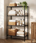 Built Like A Brick 4 Tier Wire Shelving Unit With Locking Heavy Duty Casters And Adjustable Metal Shelves, organized with towels and baskets.