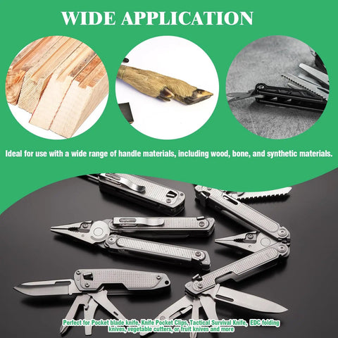 Assorted folding knives and tools for 121 Piece 304 Stainless Steel Pocket Blade Knife Handle Screws Assortment Set Including M2 And M2.5 Machine Screws EDC Folding Hilt Fasteners Knifemakers Rivets For DIY Repair Torx Driver Included