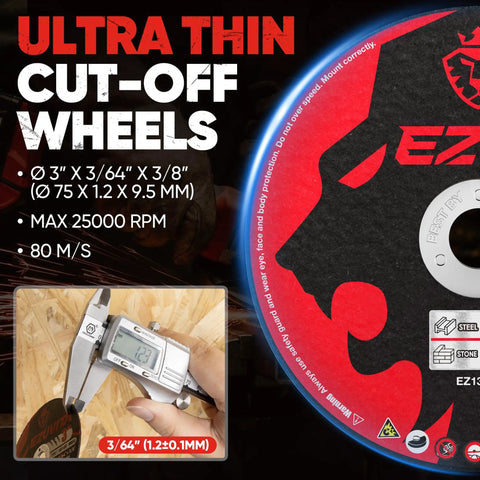 Image of 30 Pack 3 Inch Ultra Thin Cut Off Wheels For Cutting Steel INOX Stone And PVC Fits Angle Grinder And Cut Off Tools
