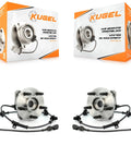 Front Wheel Bearing And Hub Assembly Pair Replacement Fits Ford Ranger Mazda B3000 B4000 Explorer Sport Trac Mercury Mountaineer Left Right 4WD Drop In Ready Beefed Up Bearings, shown with packaging and wiring