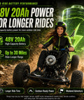 48V Electric All Terrain Go Kart With 20Ah Battery And 4000W Peak Brushless Motor Smooth Power Delivery Hitting 31 Mph Shaft Drive Backyard Beast Weekend Warrior Trail Ready Red with rider on dirt path.