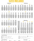 49 Piece S2 Steel Screwdriver Bit Set with Magnetic Driver, showing various sizes and types of bits in a labeled chart