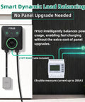 Level 2 EV Charger With Energy Meter 11.5kW 48A J1772 Wall Mount Charger, Smart Dynamic Load Balancing, Black Gray