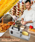 Heavy Duty 3 In 1 Tornado Potato Slicer That Slays Spiral And Straight Cuts With Rust Proof Stainless Steel Blades For Backyard Pitmasters Who Want Crispy Curly Fries No Cap Or Hassle, showcasing spiral cuts and curly fries.