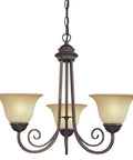 Three Light Interior Chandelier With Ebony Bronze Finish And Aged Alabaster Glass, Chain Length 108 Inches, Wire Length 120 Inches