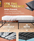 Comparison of mattress support with and without Heavy Duty Bunkie Board King Size With Non Slip Grip Base.