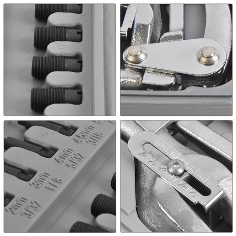 Close-up views of Heavy Duty Hole Punch Set Built To Last With Chrome Vanadium Steel Punches 3/32 In By 9/32 In for precise holes