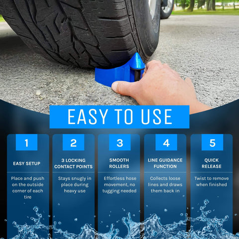Four Pack Hose Guide Rollers For Cars Trucks And Motorcycles Plastic Wheel Rollers in use under car tire