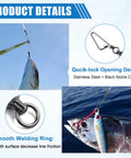Ball Bearing Swivel With Coastlock Snaps Stainless Steel Fishing Tackle For Quick Change Lures And Leaders Smooth Rotation For Trolling Spinning Bottom Fishing And Rig Setups close-up on rig and fish