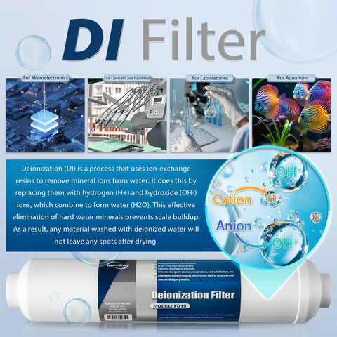 Straight Up Pure Deionization Replacement Filter For Reverse Osmosis Di Systems And Aquariums Keeps Your Hardware Slick And Scale Free Lower Tds Levels Flawlessly 10 Inch X 2 5 Inch Cartridge For Crisp Hydration. DI filter used in labs and aquariums.