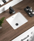 20 Inch Narrow Undermount Bathroom Sink For Small Vanities White Ceramic Rectangular Under Counter Basin With Overflow No Faucet Holes
