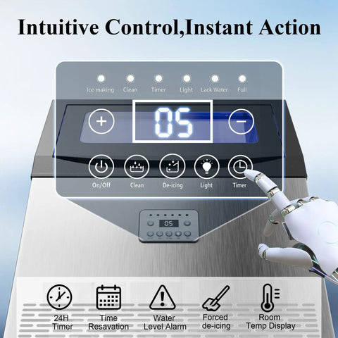 High Capacity Ice Maker Machine For Restaurant And Home That Delivers 110 Lbs Per Day control panel with digital display
