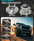 Rear Wheel Bearing Hub Assembly 2 Piece Set With ABS And 5 Lugs Direct Fit For Hyundai Sonata 2015 To 2019, Tucson 2016 To 2019, Veloster N 2019, Optima 2016 To 2019, Sportage 2017 To 2020, Cadenza 2017 To 2019 displayed with load diagrams and truck image.