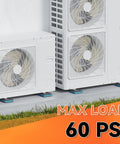 HVAC condenser units elevated on Heavy Duty Rubber Anti-Vibration Pad Kit 4x4 Inch with Blue EVA Center Isolation Pad