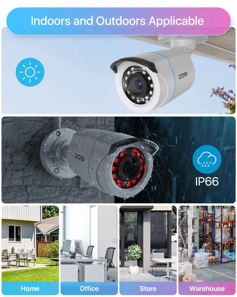 8 Channel 1080p AI Security System With Dope Human And Vehicle Detection, weatherproof indoor outdoor bullet camera setup