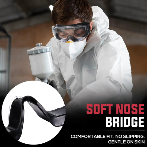 Person wearing Over Glasses Safety Goggles For Prescription Wearers, ANSI Z87.1 Anti Fog, Impact And Scratch Resistant Eye Protection