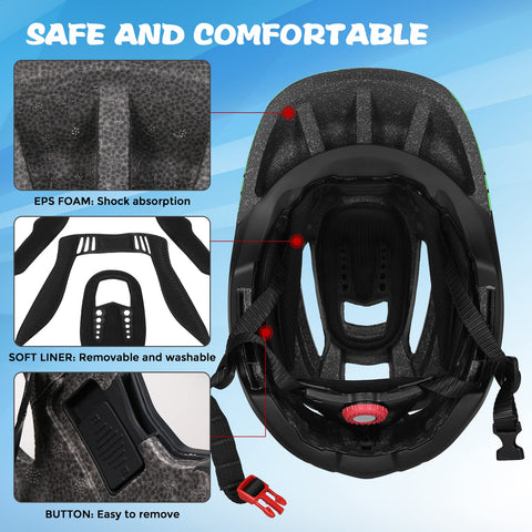 Two In One Kids Bicycle Helmet With Detachable Full Face Shield, Adjustable Size 20.5 To 22 Inches, Breathable Kid Friendly Half Shell To Full Face Protection, Ideal For Cycling, Skateboard, And Scooter For Children