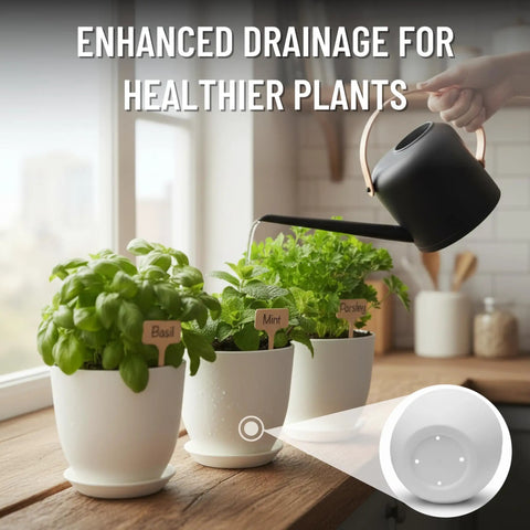 Awesome Indoor Garden Kit With Drainage Pots Watering Can And Tools Ideal Windowsill Planter Set For Fresh Herbs And Microgreens