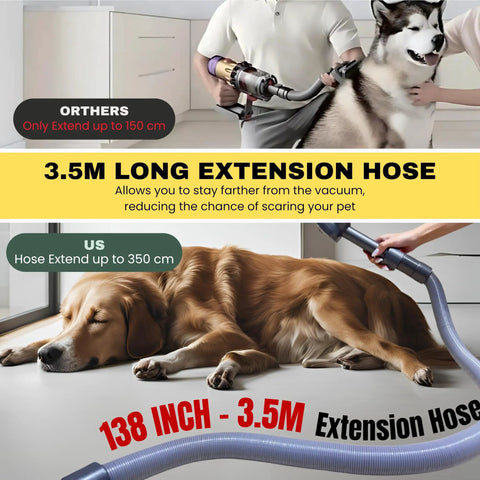Pet Hair Grooming Brush Vacuum Attachment For Vacuum Cleaners Fits V7 V8 V10 V11 V15 Big Ball V6 DC58 DC59 And Shark NV501 HV322 HV301 Miele 1 3/8 Inch And 1.25 Inch, man using attachment on dog