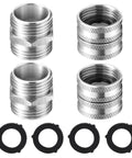 Four Pack Garden Hose Adapters Kit Three Quarter Inch Stainless Steel Double Male and Double Female Swivel Connectors With Washers For Leak Free Water Hose Setup, 4 adapters and washers