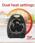 Compact Personal Desk Space Heater For Office And Home Three Settings With Built In Fan And Adjustable Thermostat Quiet