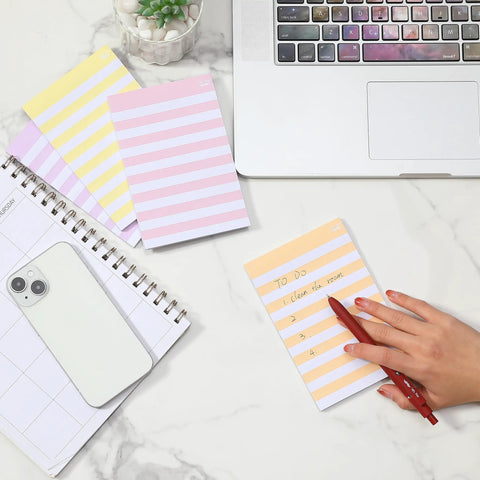 Lined Sticky Notes 4x6 Inch, 6 Pads With 45 Sheets Each, Self-Stick Memo Pads For Office, School, Home, And Study, Neat Writing