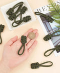 5 Pack Olive Green Universal Zipper Pull Replacement Kit Set with Nylon and Metal Zipper Fixers and Hand Woven Paracord Handle