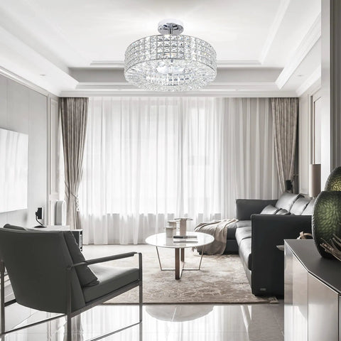 Dope Crystal Semi Flush Mount With Five Lights for hallways kitchens dining rooms and living rooms in sleek glass prism design